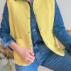 Pulls, Gilets | Vestes, Manteaux*Justine Boutique Marco gilet bouclettes jaune