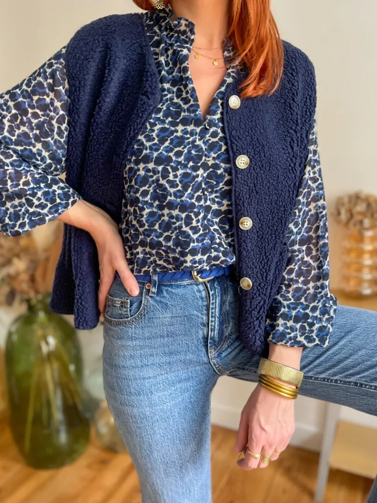 marco_gilet_bouclettes_ma_0.webp Pulls, Gilets | Vestes, Manteaux*Justine Boutique Marco gilet bouclettes marine