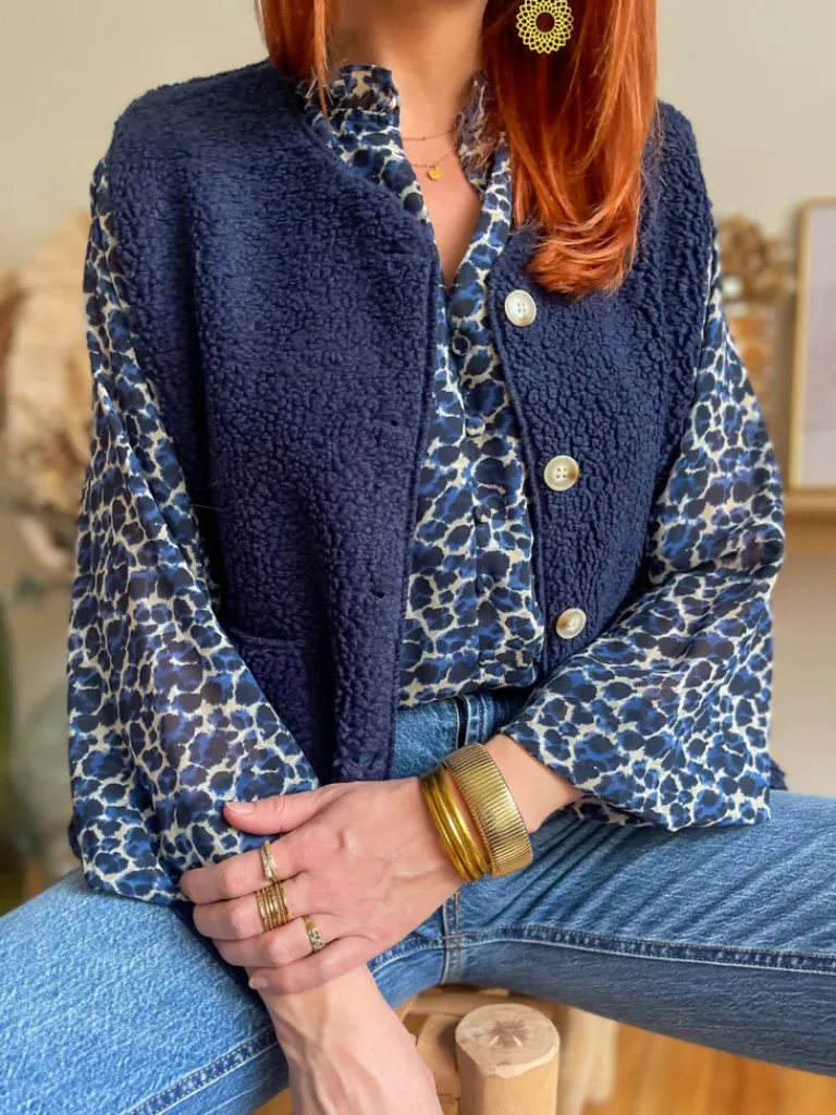 marco_gilet_bouclettes_ma_3.webp Pulls, Gilets | Vestes, Manteaux*Justine Boutique Marco gilet bouclettes marine