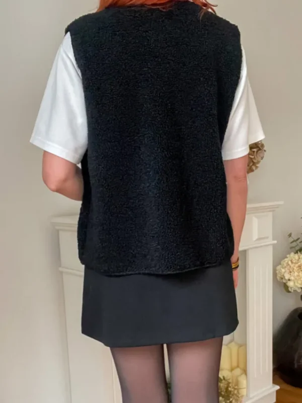 Pulls, Gilets | Vestes, Manteaux*Justine Boutique Marco gilet bouclettes noir