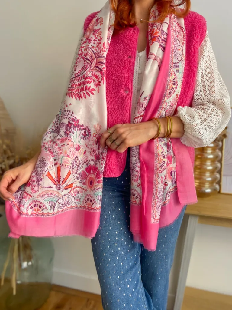 marco_gilet_bouclettes_ro_3.webp Vestes, Manteaux | Pulls, Gilets*Justine Boutique Marco gilet bouclettes rose