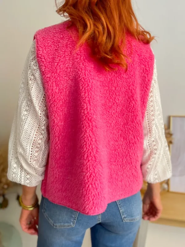 Vestes, Manteaux | Pulls, Gilets*Justine Boutique Marco gilet bouclettes rose