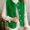 Pulls, Gilets | Vestes, Manteaux*Justine Boutique Marco gilet bouclettes vert