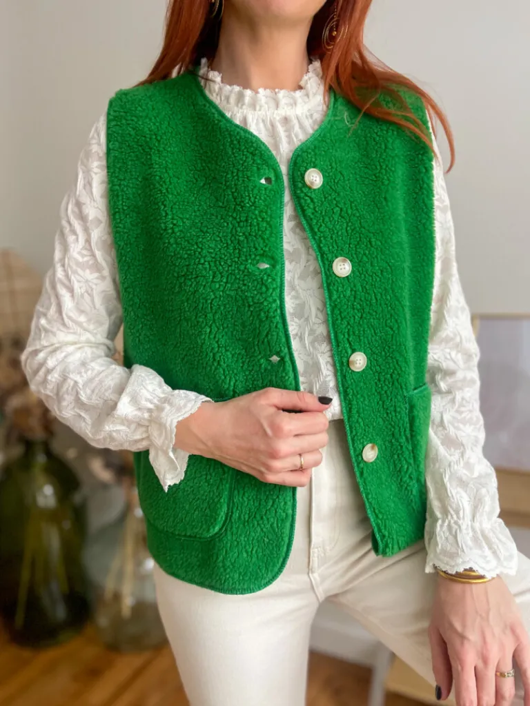 marco_gilet_bouclettes_ve_0-1.webp Pulls, Gilets | Vestes, Manteaux*Justine Boutique Marco gilet bouclettes vert