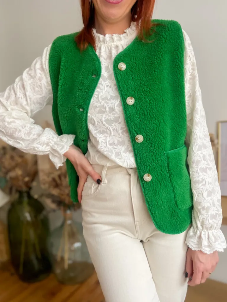 marco_gilet_bouclettes_ve_2-1.webp Pulls, Gilets | Vestes, Manteaux*Justine Boutique Marco gilet bouclettes vert