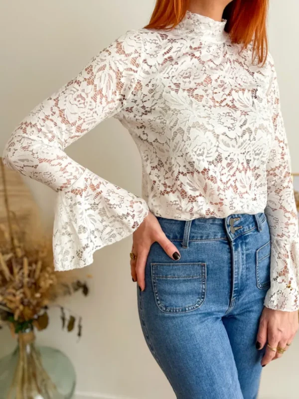Tops, Blouses*Justine Boutique Margot blouse blanche dentelle
