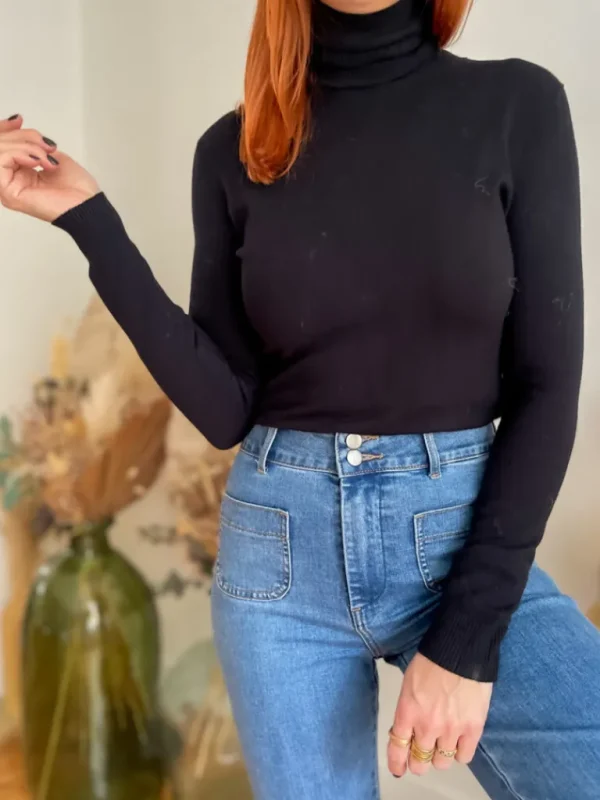 Pulls, Gilets*Justine Boutique Marin fin pull col roulé noir