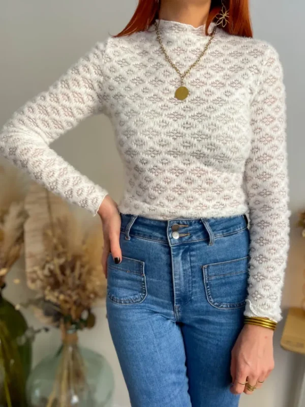 Pulls, Gilets*Justine Boutique Mario pull fin pilou écru