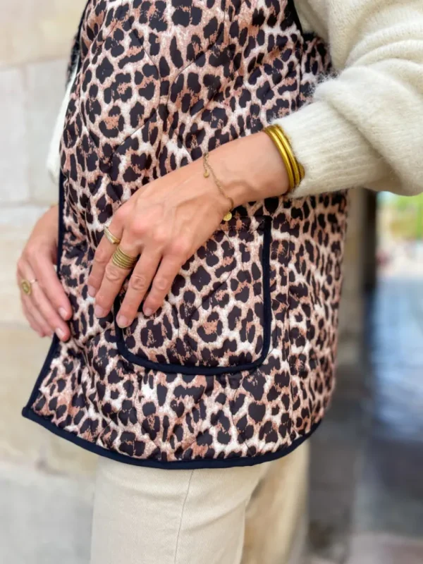 Pulls, Gilets | Vestes, Manteaux*Justine Boutique Mathilde veste sans manches léopard