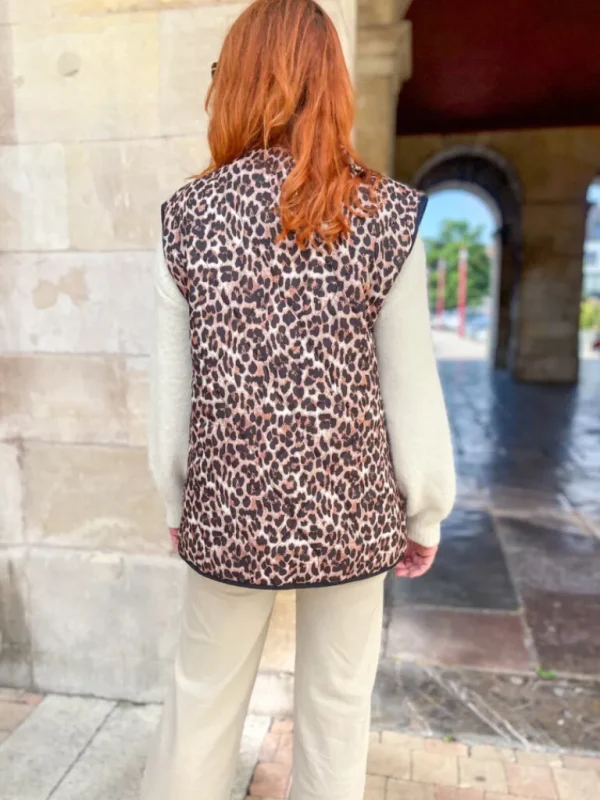 Pulls, Gilets | Vestes, Manteaux*Justine Boutique Mathilde veste sans manches léopard