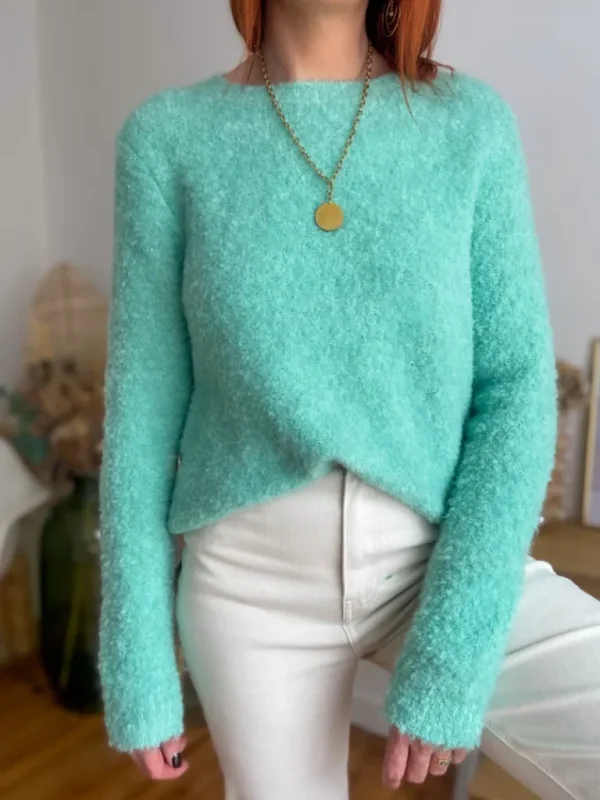 Pulls, Gilets*Justine Boutique Matéo pull bouclettes vert d’eau