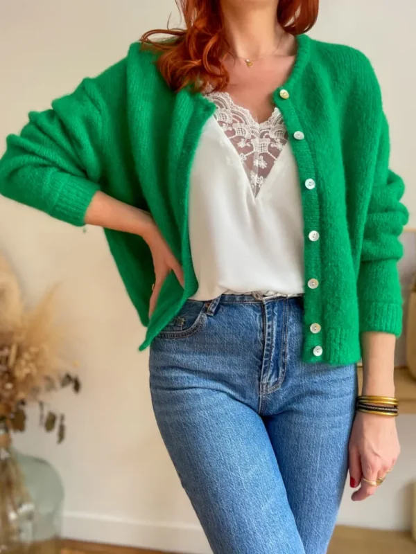 Pulls, Gilets*Justine Boutique Maxime gilet vert