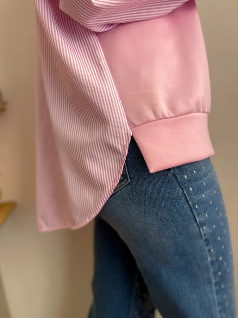 maya_sweat_bimatire_rose_3.webp Pulls, Gilets*Justine Boutique Maya sweat bi-matière rose