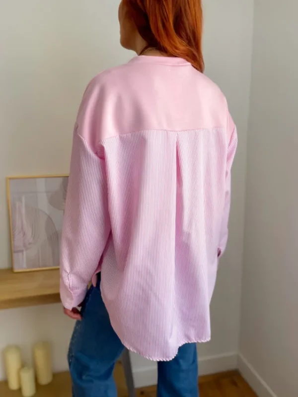 Pulls, Gilets*Justine Boutique Maya sweat bi-matière rose
