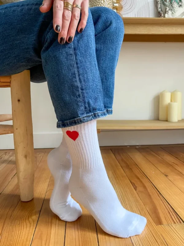 Chaussures, Chaussettes*Justine Boutique Mel chaussettes blanches coeurs