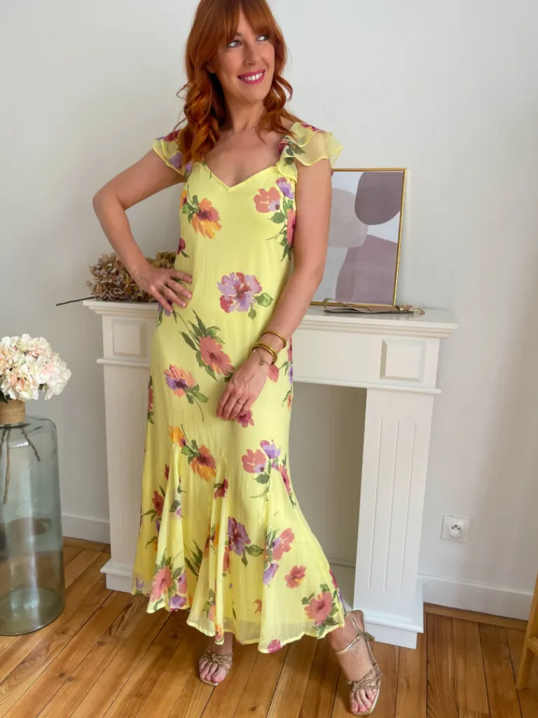 mila_robe_longue_fleurie__2.webp Robes, Jupes*Justine Boutique Mila robe longue fleurie jaune