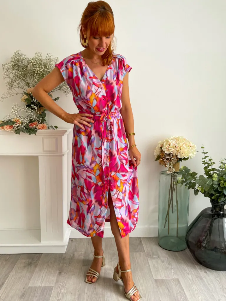 mona_robe_imprim_fuchsia_4.webp Robes, Jupes*Justine Boutique Mona robe imprimé fuchsia