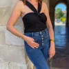 Tops, Blouses*Justine Boutique Noeud top noir scintillant