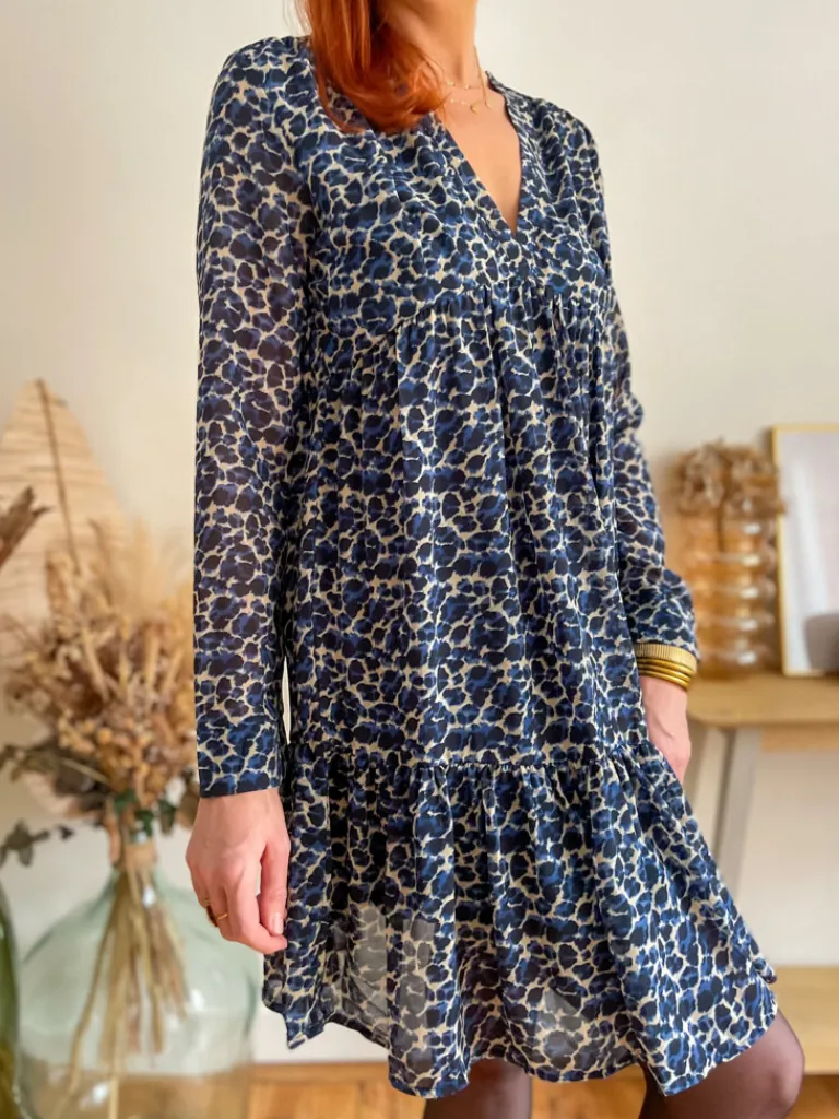 olga_robe_vase_imprime_4.webp Robes, Jupes*Justine Boutique Olga robe évasée imprimée