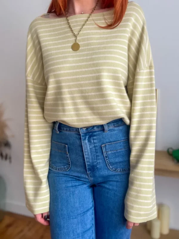 Pulls, Gilets*Justine Boutique Peoni pull marinière amande