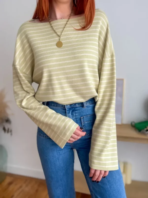 Pulls, Gilets*Justine Boutique Peoni pull marinière amande