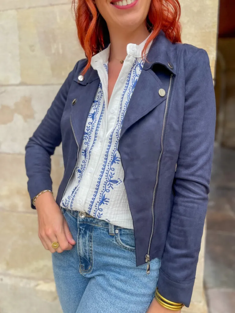 perfecto_daim_marine_0.webp Pulls, Gilets | Vestes, Manteaux*Justine Boutique Perfecto daim marine