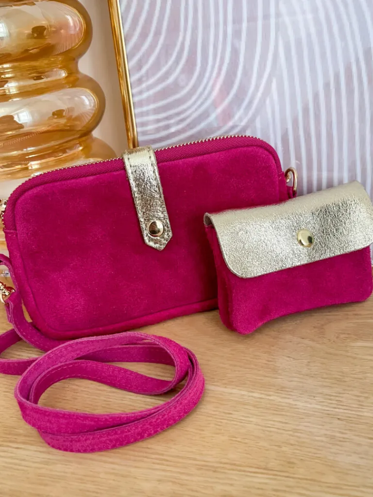 pochette_daim_fuschia_0.webp Pochettes, Sacs*Justine Boutique Pochette daim fuschia