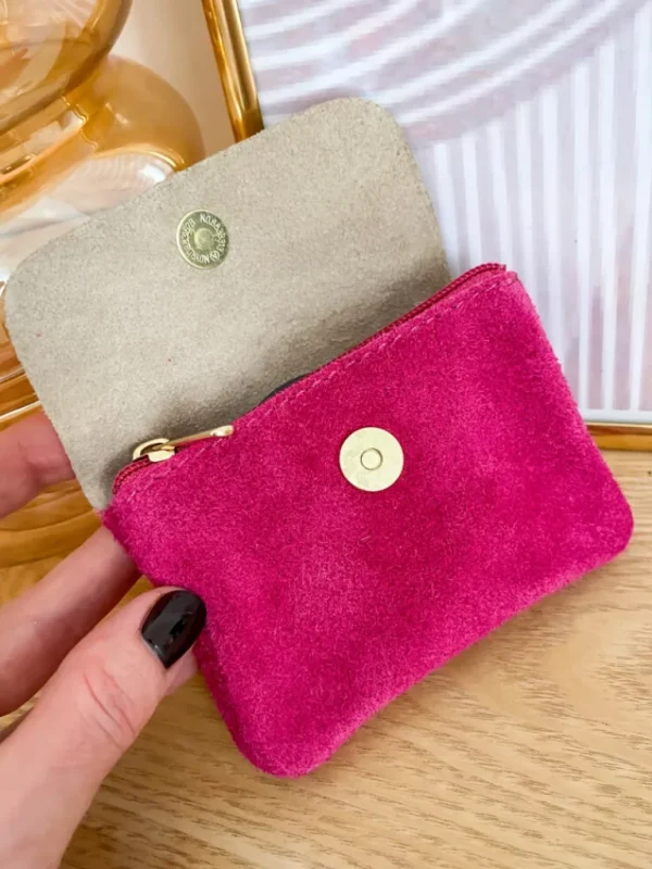 Pochettes, Sacs*Justine Boutique Porte monnaie daim fuchsia