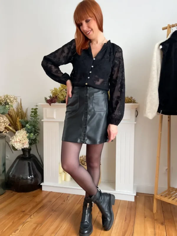 Robes, Jupes*Justine Boutique Sally jupe simili cuir noir