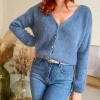 Pulls, Gilets*Justine Boutique Suzy gilet mohair bleu jean