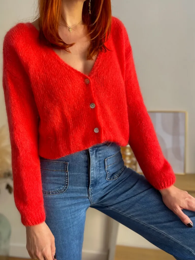 suzy_gilet_mohair_corail_0.webp Pulls, Gilets*Justine Boutique Suzy gilet mohair corail