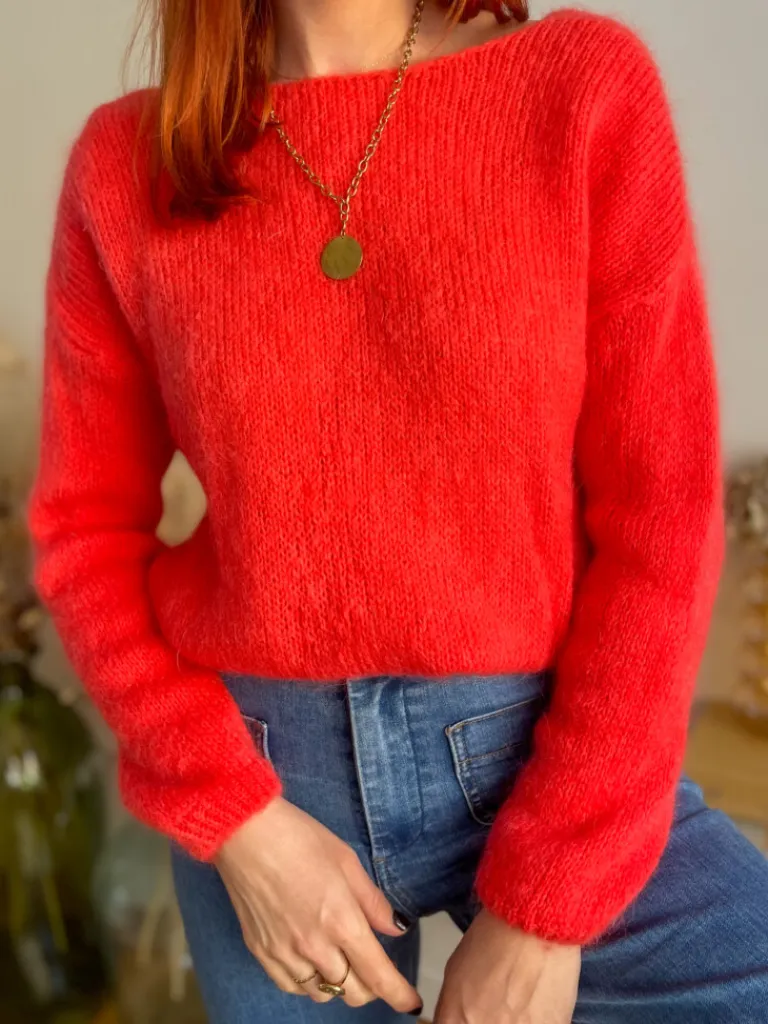 suzy_gilet_mohair_corail_1.webp Pulls, Gilets*Justine Boutique Suzy gilet mohair corail