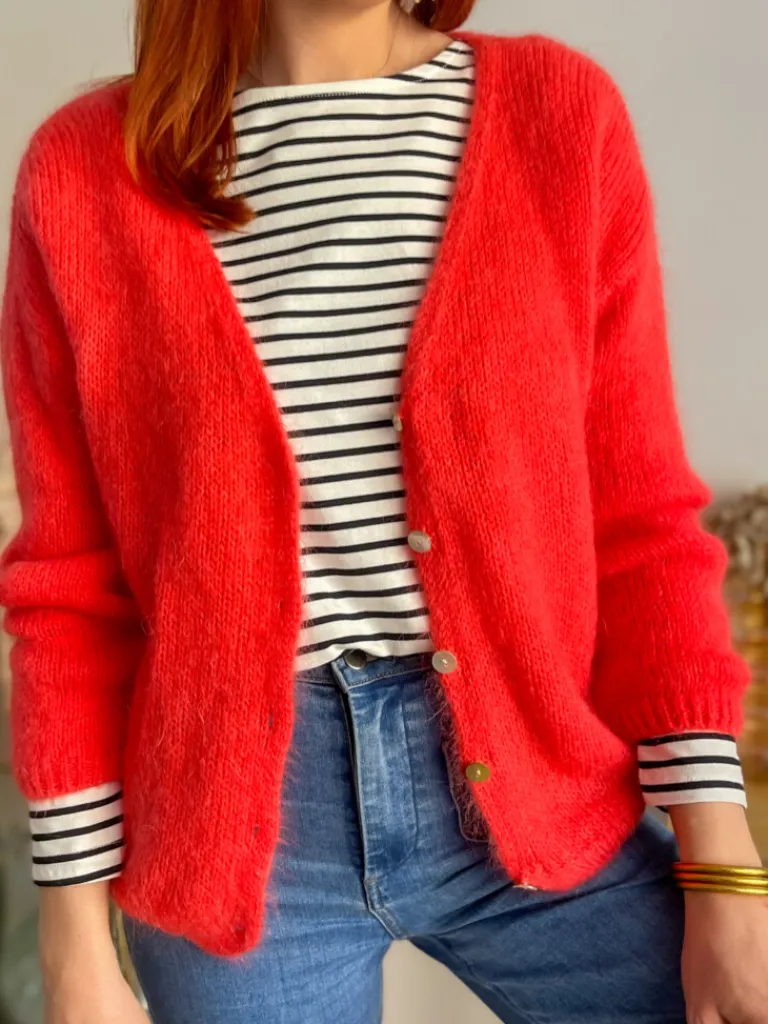 suzy_gilet_mohair_corail_3.webp Pulls, Gilets*Justine Boutique Suzy gilet mohair corail