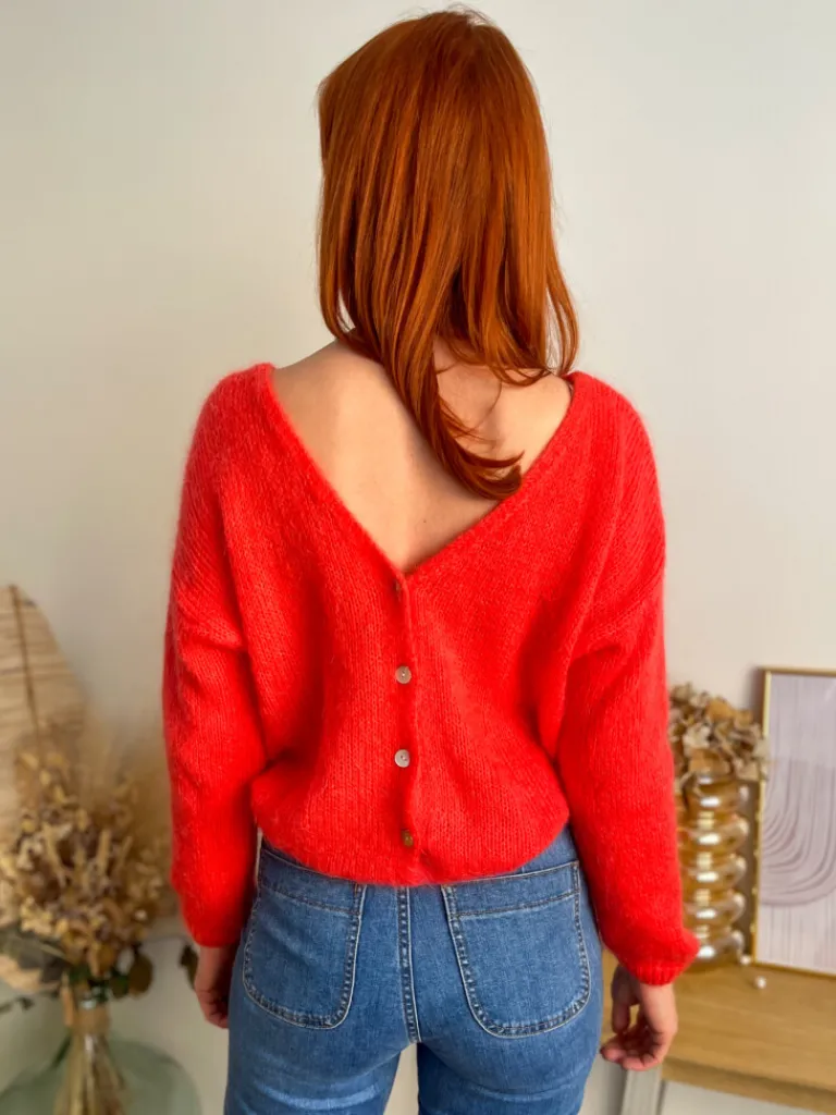 suzy_gilet_mohair_corail_4.webp Pulls, Gilets*Justine Boutique Suzy gilet mohair corail