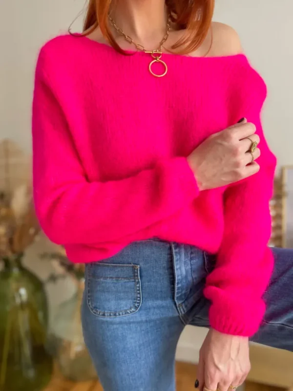 Pulls, Gilets*Justine Boutique Suzy gilet mohair et fushia