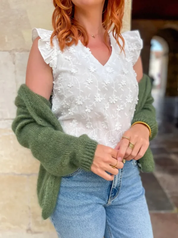 Pulls, Gilets*Justine Boutique Suzy gilet mohair kaki