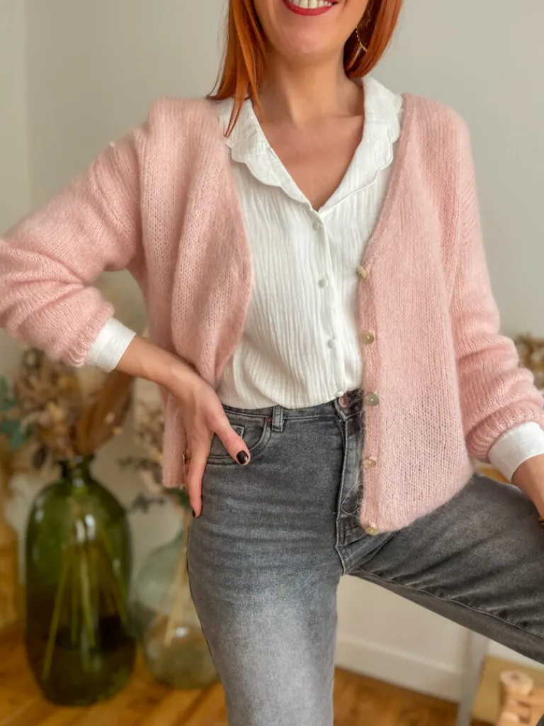 suzy_gilet_mohair_rose_po_0.webp Pulls, Gilets*Justine Boutique Suzy gilet mohair rose poudre