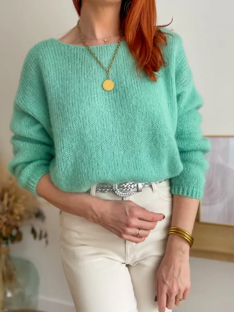 suzy_gilet_mohair_vert_am_2.webp Pulls, Gilets*Justine Boutique Suzy gilet mohair vert amande