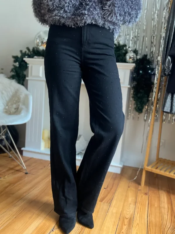 Pantalons, Jeans*Justine Boutique Tessa jean flare sequins noir