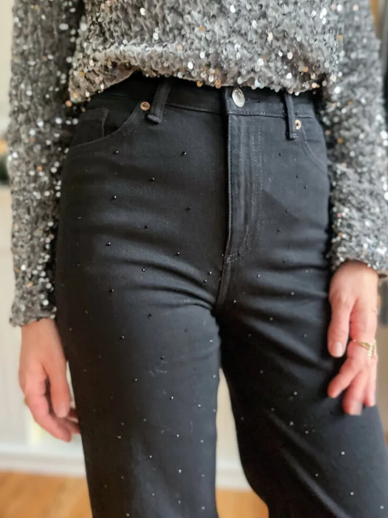 tessa_jean_flare_sequins__1.webp Pantalons, Jeans*Justine Boutique Tessa jean flare sequins noir