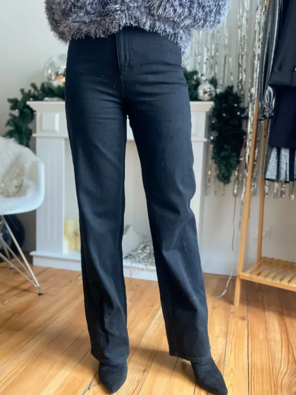 Pantalons, Jeans*Justine Boutique Tessa jean flare sequins noir