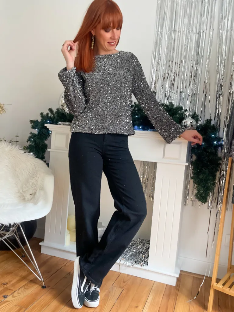 tessa_jean_flare_sequins__4.webp Pantalons, Jeans*Justine Boutique Tessa jean flare sequins noir