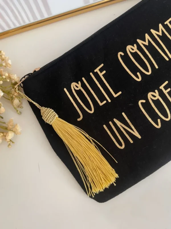Pochettes, Sacs*Justine Boutique Trousse noire “Jolie comme un cœur”