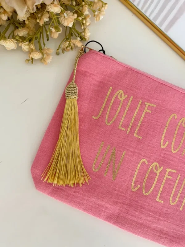 Pochettes, Sacs*Justine Boutique Trousse rose “Jolie comme un cœur”