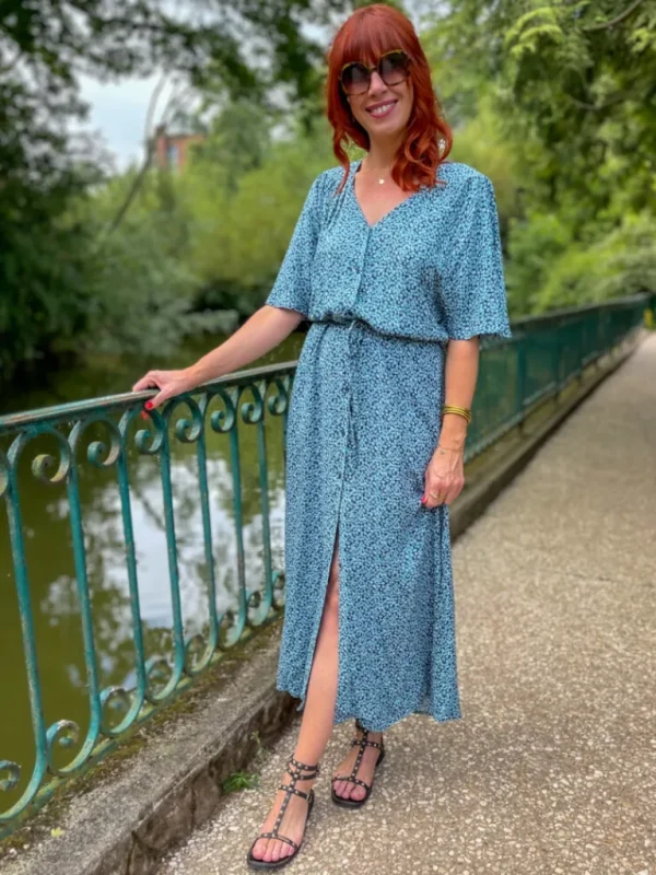 Robes, Jupes*Justine Boutique Vera robe à motif fleuri bleu