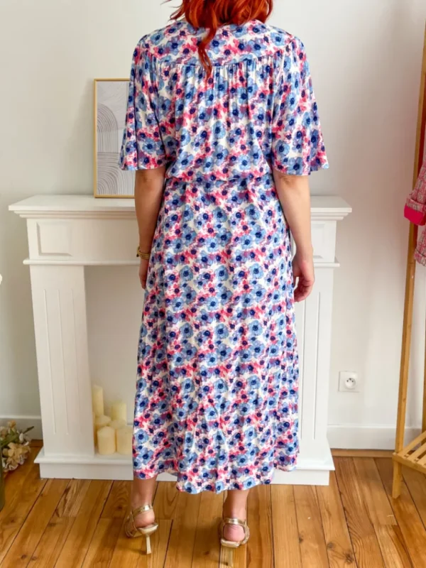 Robes, Jupes*Justine Boutique Vera robe motif rose et bleu