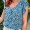 Tops, Blouses*Justine Boutique Vera top à motif fleuri bleu