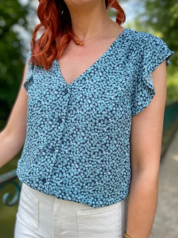 Tops, Blouses*Justine Boutique Vera top à motif fleuri bleu